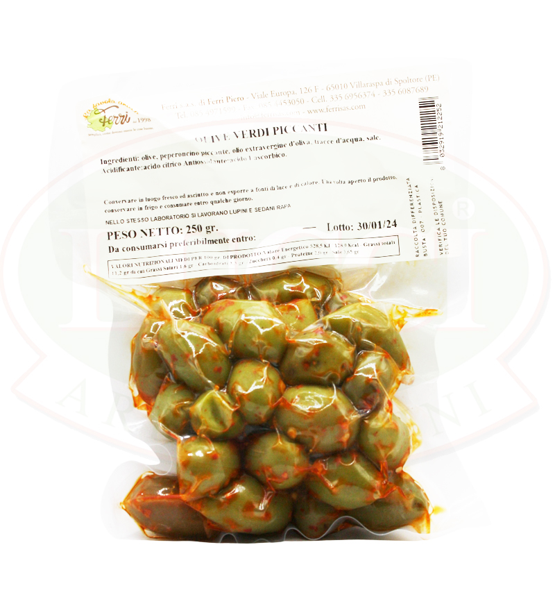 Olive Verdi Piccanti 250g.